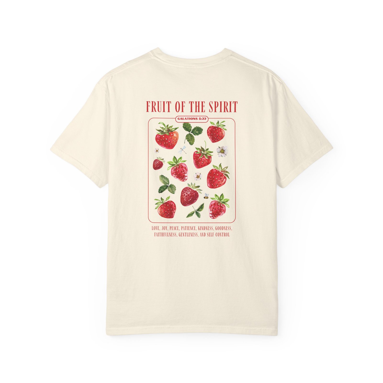 Unisex Garment-Dyed T-shirt - 'Fruit of the Spirit' with Strawberry Design - Stylish & Meaningful Tee - Image 2