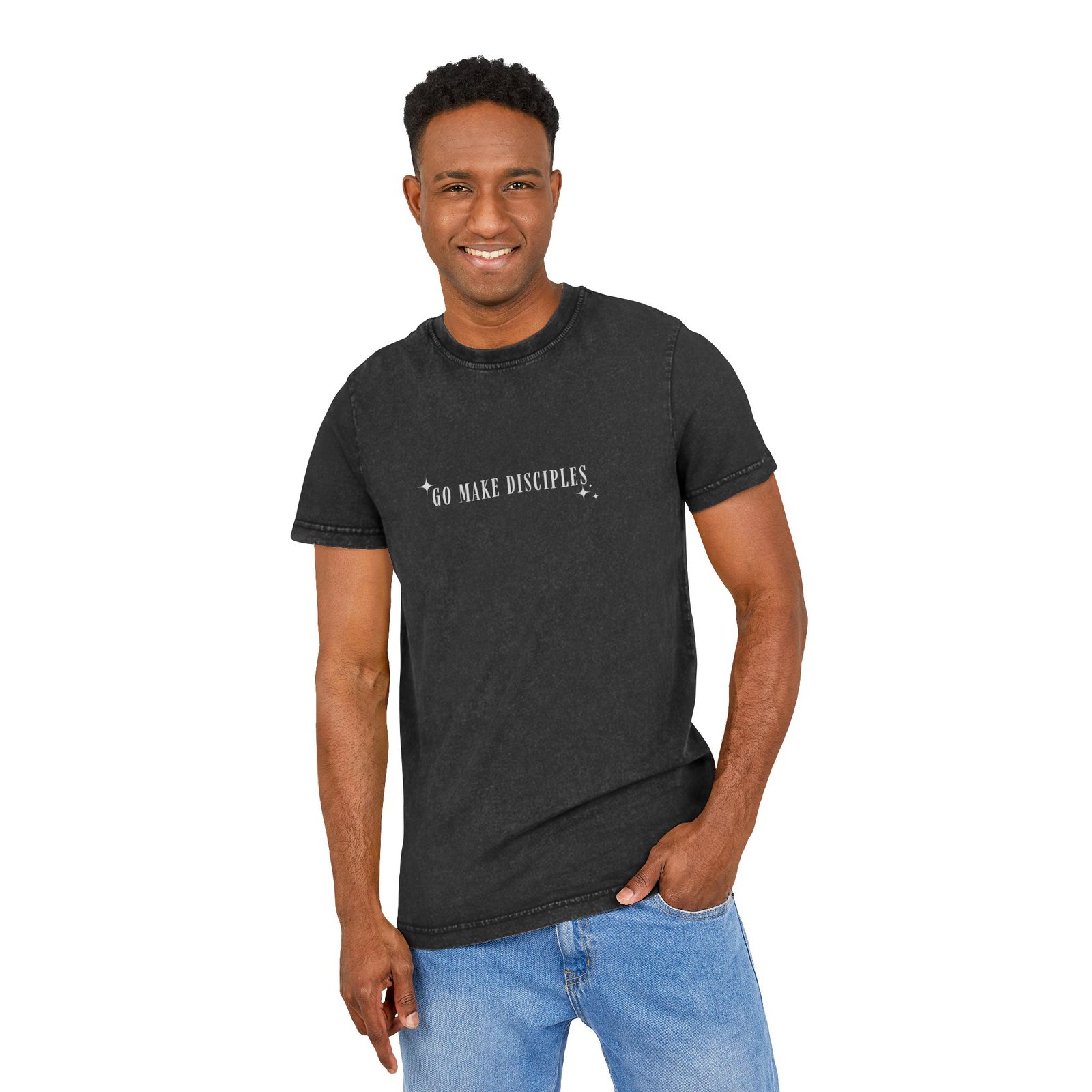 Acid Washed Tee - 'Go Make Disciples' Inspirational T-Shirt - Image 5