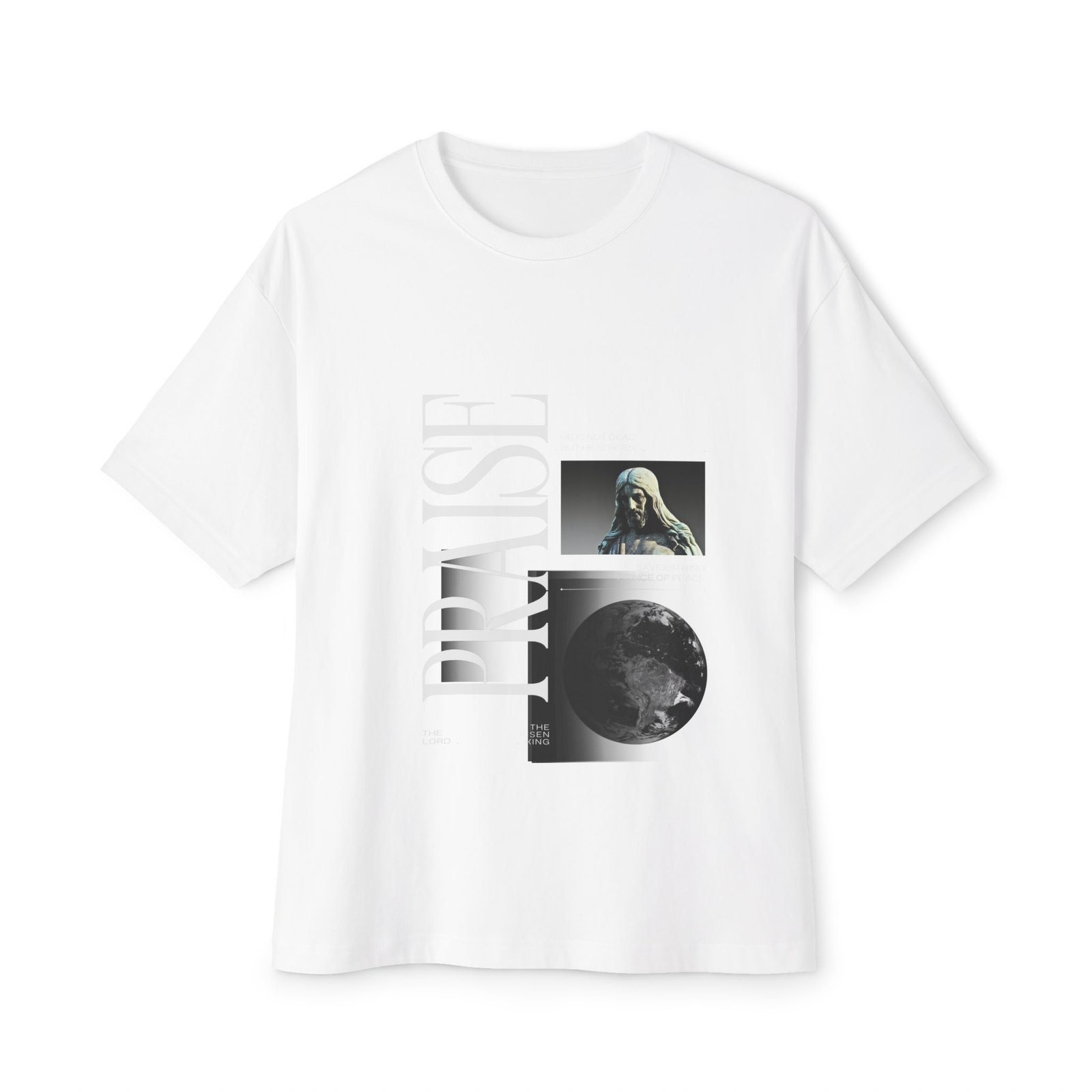 PRAY?S! Minimalist Graphic Tee — Spiritual Moon & Portrait Art Shirt