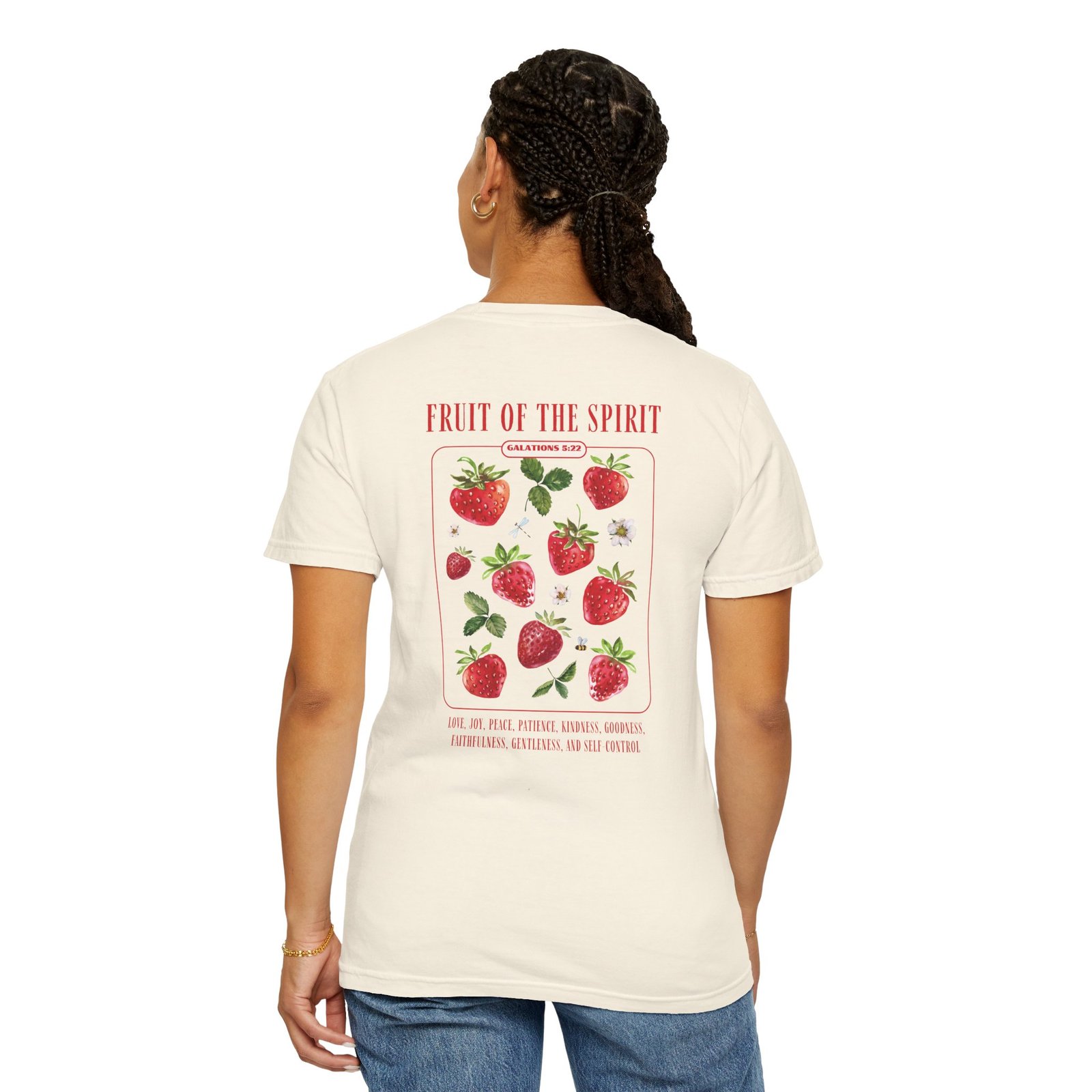 Unisex Garment-Dyed T-shirt - 'Fruit of the Spirit' with Strawberry Design - Stylish & Meaningful Tee - Image 6